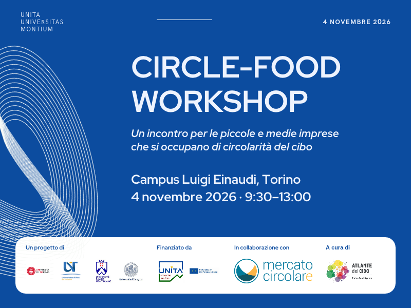 Locandina dell’incontro sulla circolarità del cibo nelle PMI, 4 novembre 2026, Campus Luigi Einaudi, Torino